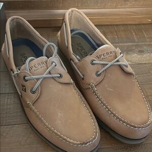 Sperry Tan Boat Shoes with Classic Moccasin Style and Non-Slip Sole